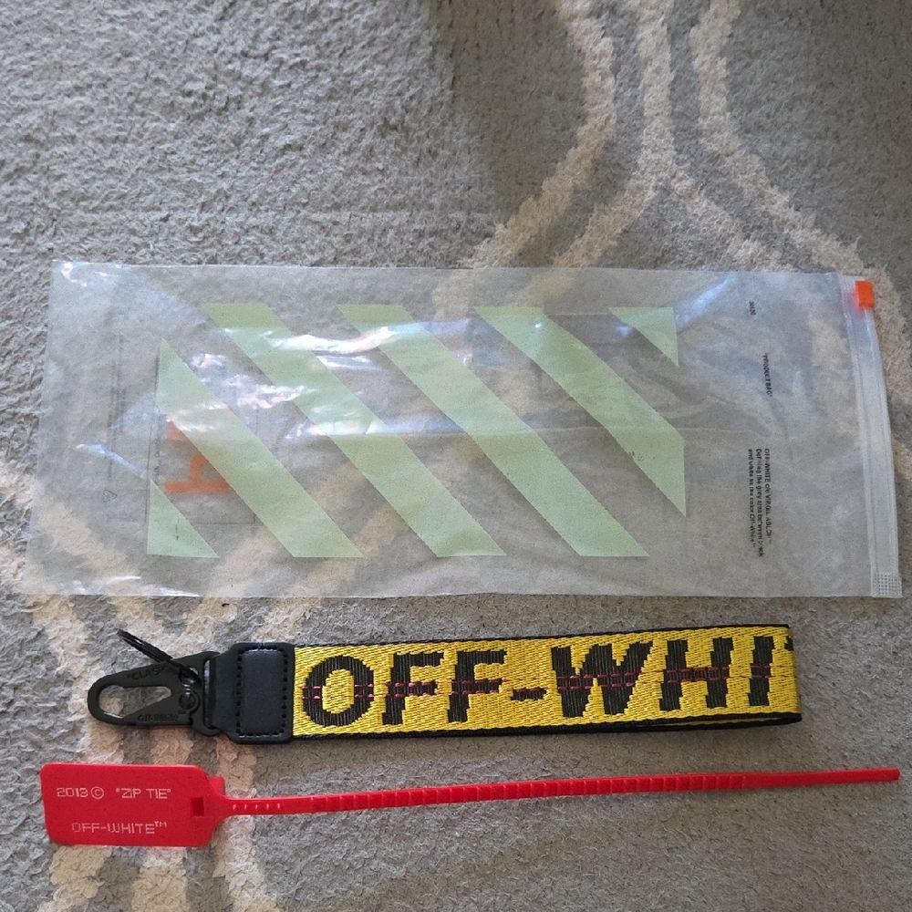 Off-White Yellow and Black Strap with Red Zip Tie